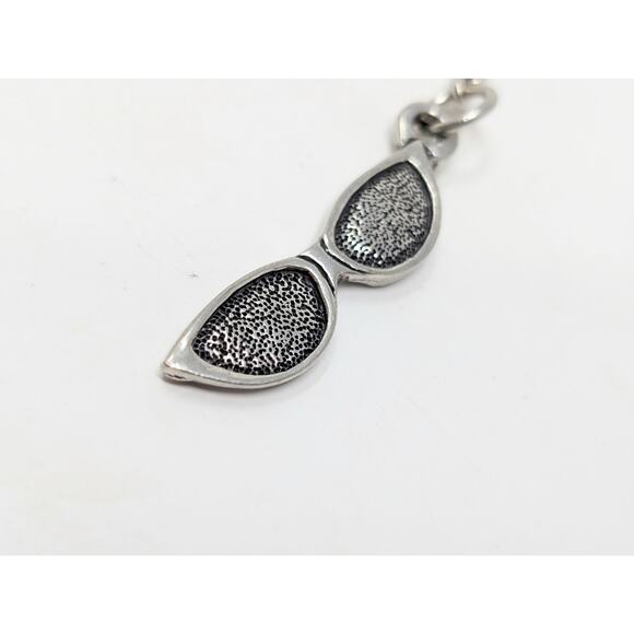 Silver Tone Cat Eye Sunglasses Key Chain Ring Charm - Picture 2 of 3